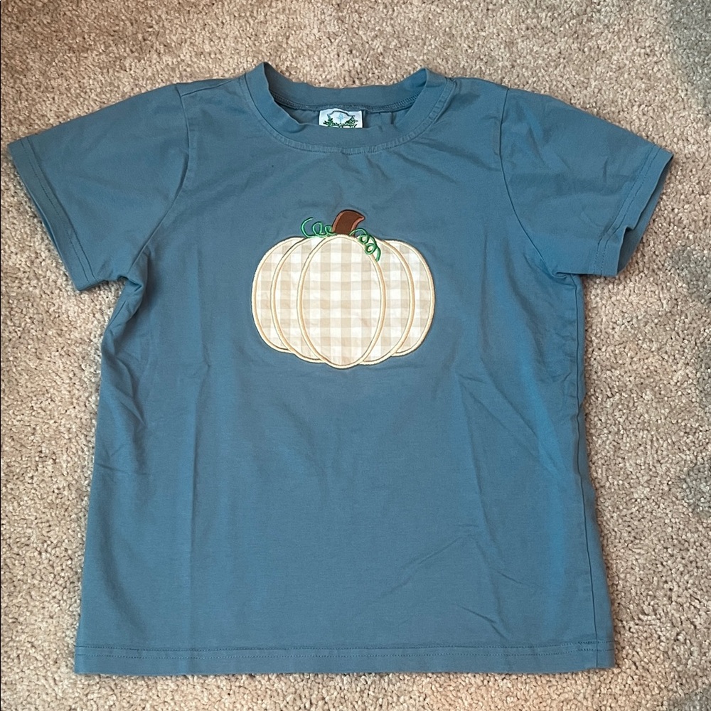 Blue appliqué Pumpkin Kids T-Shirt